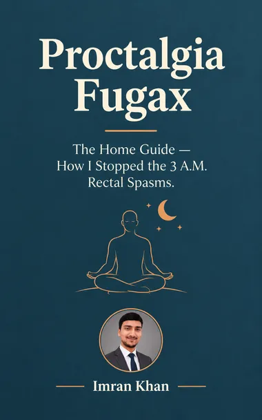 Front cover of Proctalgia Fugax: The Home Guide by Imran Khan — deep teal with cream lettering